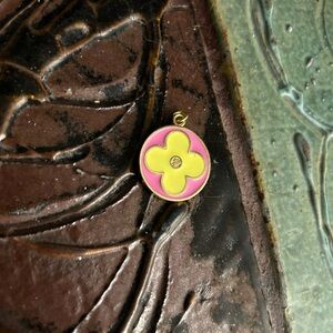 LV Fleur Charm / Zipper Pull - Pink and Yellow LOUIS VUITTON